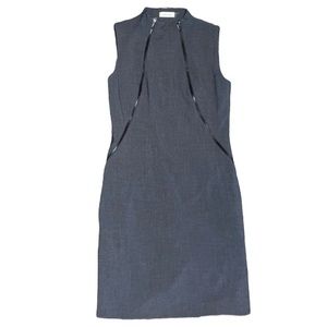 Calvin Klein Charcoal Gray Double Zipper Sheath Dress